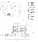 Chain trolley 3 tons 2,5 meters operating height