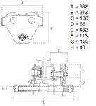 Chain trolley 5 tons 2,5 meters operating height