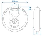 Discus lock 70mm 2 pieces keyed alike