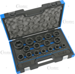 Impact Socket Set 16-pcs 3/4 CRMO hex 19-50 mm