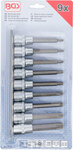 Bit Socket Set (1/2) Drive T-Star tamperproof (for Torx) 9 pcs