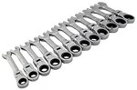 Ratchet ring spanner set extra short 8 - 19mm 12-piece