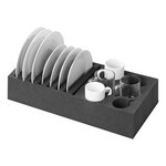 Crockery holder made of soft foam for plates and cups