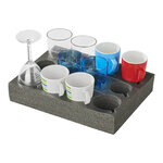 Cup holder from solid foam for glasses and cups