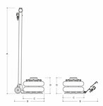 Pneumatic balloon jack 2 bellows 2ton 132-326mm short handle