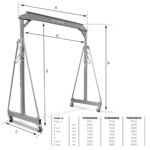 Pack gantry crane 1 ton + trolley + chain hoist 300 kg