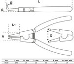 Circlip Pliers 90° for external circlips 165 mm