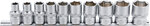 Socket Set, Hexagon 12.5 mm (1/2) Drive Inch Sizes 10 pcs