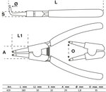 Circlip Pliers angular for outside Circlips 180 mm