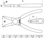 Circlip Pliers angular for inside circlips 180 mm