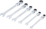 Rattle ring wrench set flexible heads inch 1/4 - 9/16 6-dlg