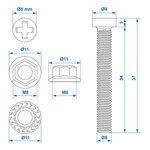Screw set M8 6-piece for socket