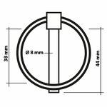 Locking pin 8mm with ring 2 pieces