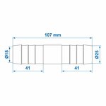 Hose connector straight 25mm per piece