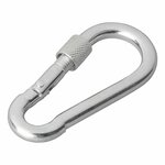 Carabiner hook metal 8x80mm with screw closure x10 pieces