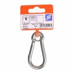 Carabiner hook 70x7mm, with closed eye, A4 stainless steel AISI 316, 750 daN