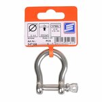 Shackle short 8mm, A4 stainless steel AISI 316, 3,500 daN