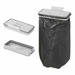 Garbage bag holder door attachment with lid