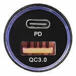 USB fast charger type A + C 2-way 12/24V 3100mA