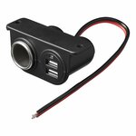 Surface-mounted cigarette lighter socket + 2xUSB type A 12V/24V
