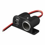 Surface-mounted cigarette lighter socket + 2xUSB type A 12V/24V