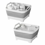 Foldable washing-up bowl with drain plug
