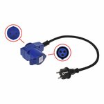 Adapter cable 40cm from Schuko plug to angled CEE counter plug + Schuko socket