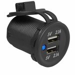 USB flush-mounted box double type A 2x2100mA 12V/24V
