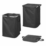Laundry basket XL foldable black