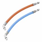 Flexible hose connection 25 cm red + blue 45 grommet in polybag