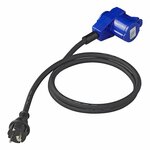 Adapter cable 150cm 3x2.5mm² from Schuko plug to angled CEE counter plug + Schuko socket