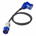 Extension cable 150cm 3x2.5mm² from CEE plug to angled CEE plug + Schuko socket