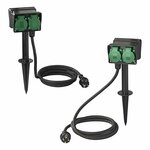 Garden spike Schuko 4-way 2M 3x2.5mm²