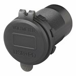 USB flush-mounted socket triple with 2x type A and 1x type C + voltmeter