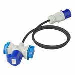 Adapter cable 150cm 3x2.5mm² from CEE plug to 2xSchuko + 1xCEE socket