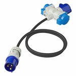 Adapter cable 150cm 3x2.5mm² from CEE plug to 2xSchuko + 1xCEE socket