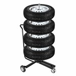 Wheel stand mobile with handle for 4 tyres