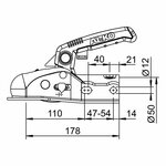 Ball coupling AK270 round dia 35/40/45/50 mm 2700 kg with lock and safety ball
