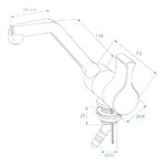 Cold water tap Style 2000 12V dia 20 mm matt nickel/black