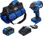 Cordless Impact Wrench Set brushless 550 Nm 18 V with rechargeable Battery and Quick Charger