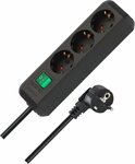 extension lead with switch 3-way black 5m H05VV-F 3G1,5