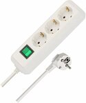 extension lead with switch 3-way white 5m H05VV-F 3G1,5