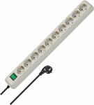 extension lead with switch 10-way light grey 3m H05VV-F 3G1,5