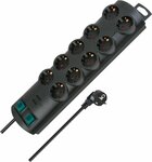 extension lead 10-way black 2m H05VV-F 3G1,5 each 5 sockets switched