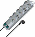 power strip 10-fold silver 2m H05VV-F 3G1,5 5-fold switchable sockets