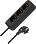 extension lead 3-way black 1,5m H05VV-F 3G1,5