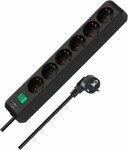 extension lead with switch 6-way black 1,5m H05VV-F 3G1,5
