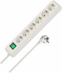 extension lead with switch 6-way white 1,5m H05VV-F 3G1,5