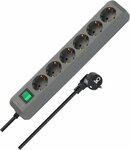 extension lead with switch 6-way silver grey 1,5m H05VV-F 3G1,5