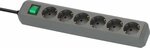 extension lead with switch 6-way silver grey 1,5m H05VV-F 3G1,5